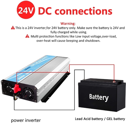 Inverseur solaire hybride pur 3000W MSDS UN38.3 d'onde sinusoïdale de DC24V
