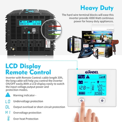 Inverseur pur résistant solaire hybride de puissance d'onde sinusoïdale de Giandel 4000W d'inverseur de DC24V