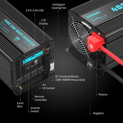 Inverseur pur résistant solaire hybride de puissance d'onde sinusoïdale de Giandel 4000W d'inverseur de DC24V