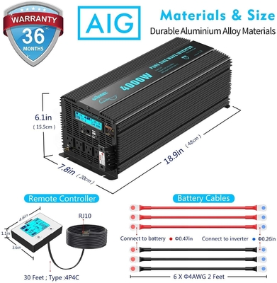 Inverseur pur résistant solaire hybride de puissance d'onde sinusoïdale de Giandel 4000W d'inverseur de DC24V